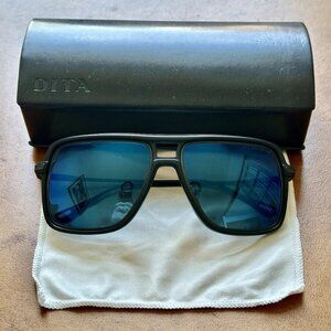 Dita Westbound Sunglasses 19015B Matte Black Iron Dark Grey Blue Flash Lens